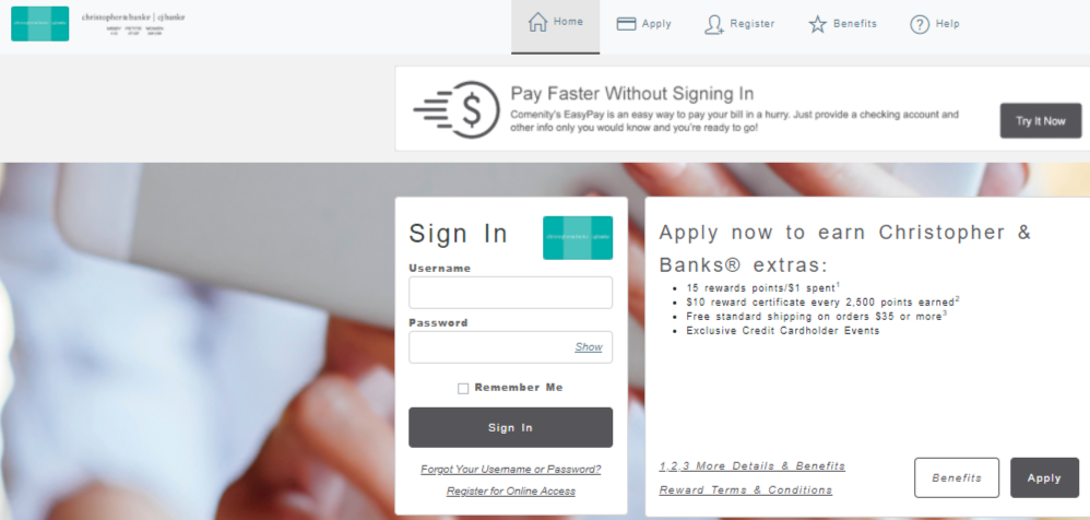 christopher and banks card Login