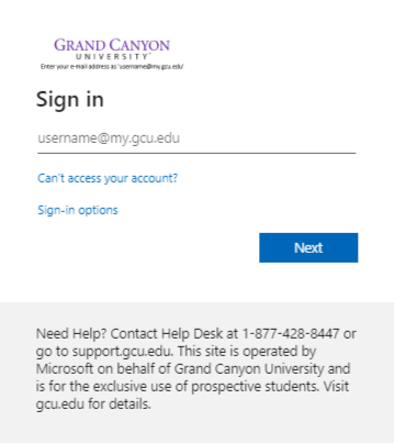 student login GCU