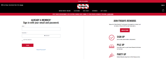 TGI fridays login