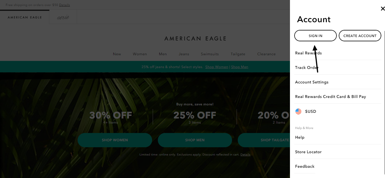 american eagle credit card login